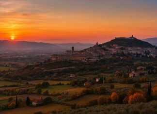 Panorama dell'Umbria al tramonto, guida cosa vedere in un weekend