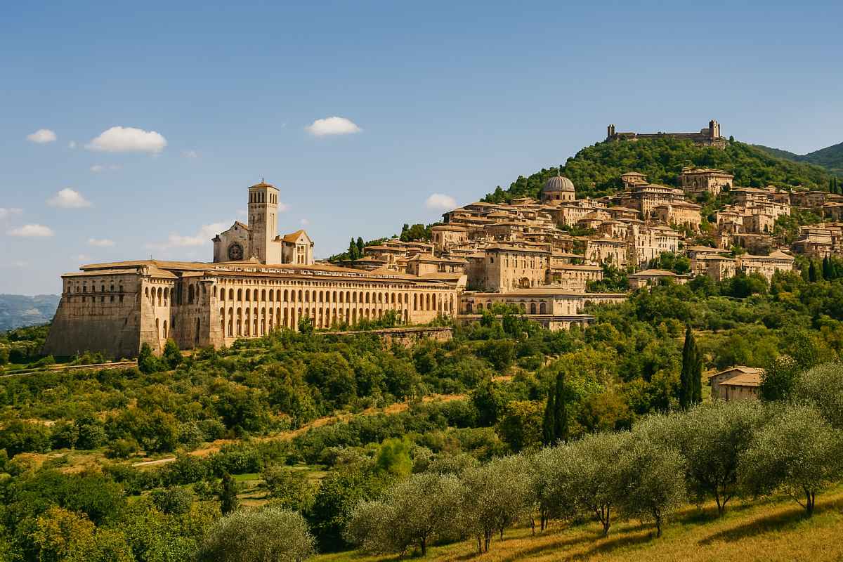 vista panoramica di Assisi in umbria